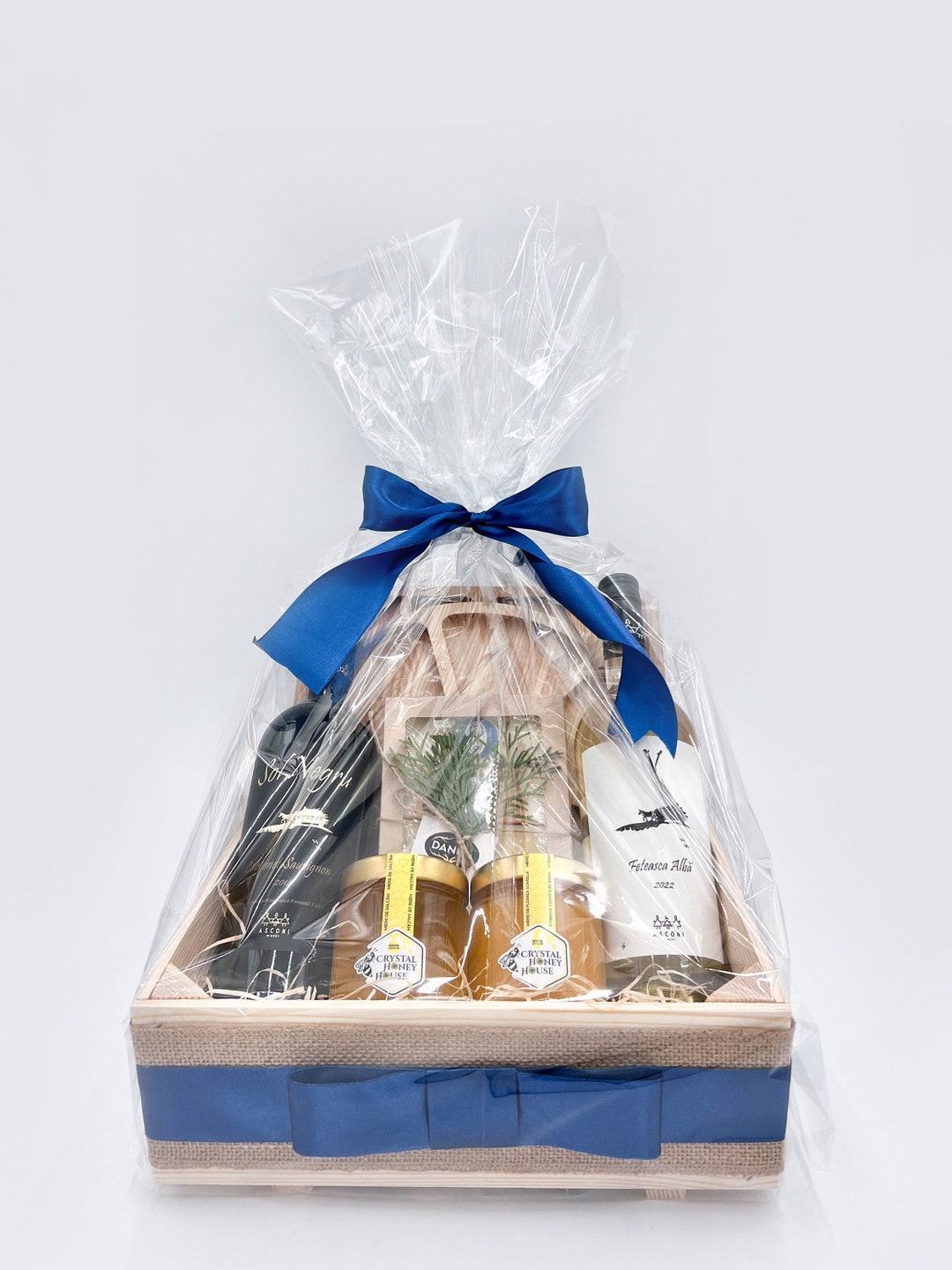 Empty Blue Make Your Own Wooden Crate Hamper Gift Box Basket DIY Kit