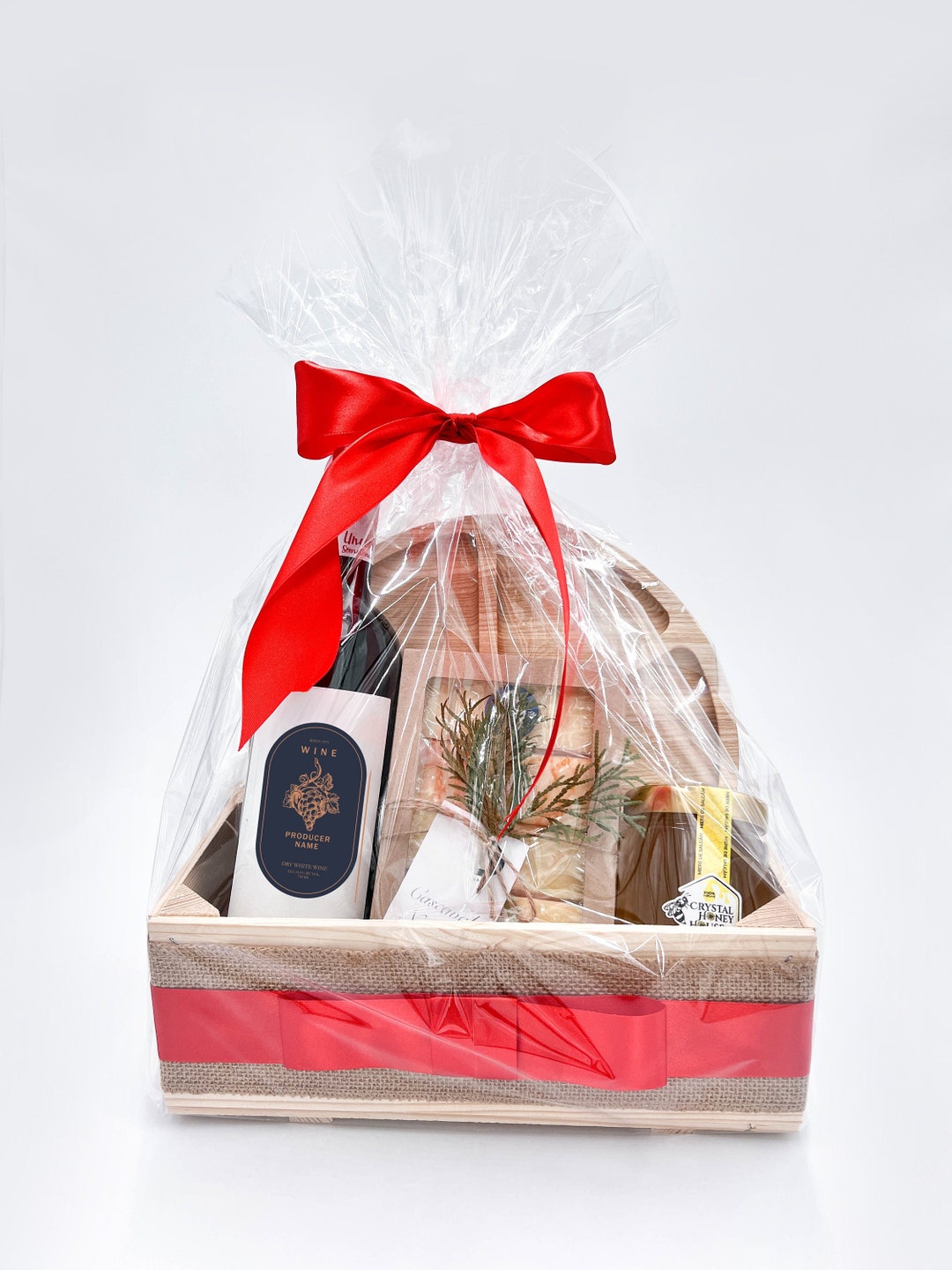 Empty Red Make Your Own Wooden Crate Hamper Gift Box Basket DIY Kit