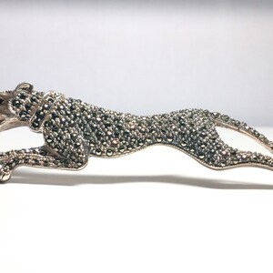 Vintage Large Sterling Silver Marcasite Cheetah Brooch