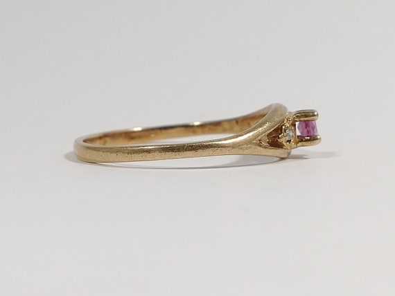 Vintage 10k Gold Ring with Ruby and Diamonds - image 3