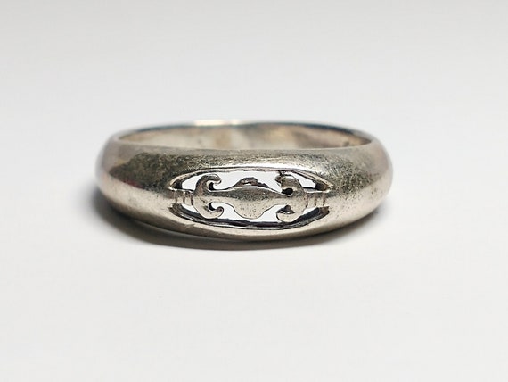 Vintage Sterling Silver Open Work Stackable Ring - image 1