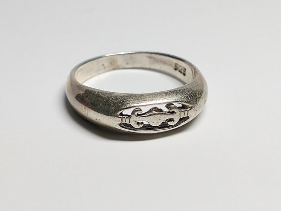 Vintage Sterling Silver Open Work Stackable Ring - image 3