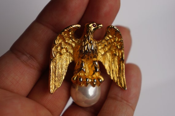 Vintage Sterling Silver Ann Hand Liberty Eagle Br… - image 1