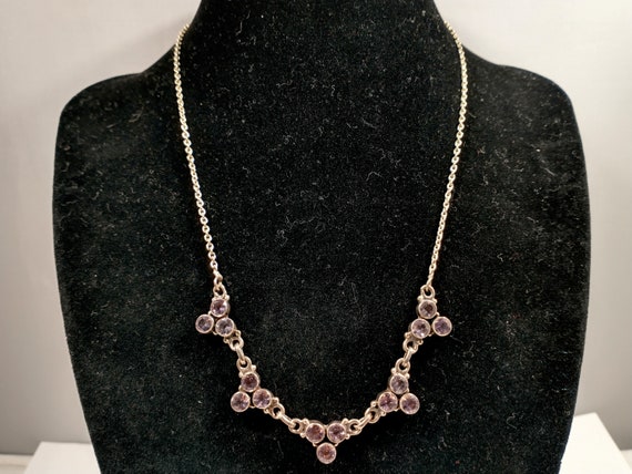 Vintage Sterling Silver Amethyst Necklace - image 1