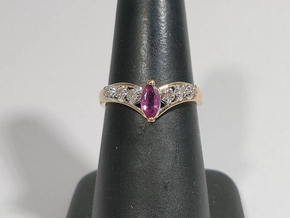Vintage 10k Gold Ruby Ring with Diamonds - image 3