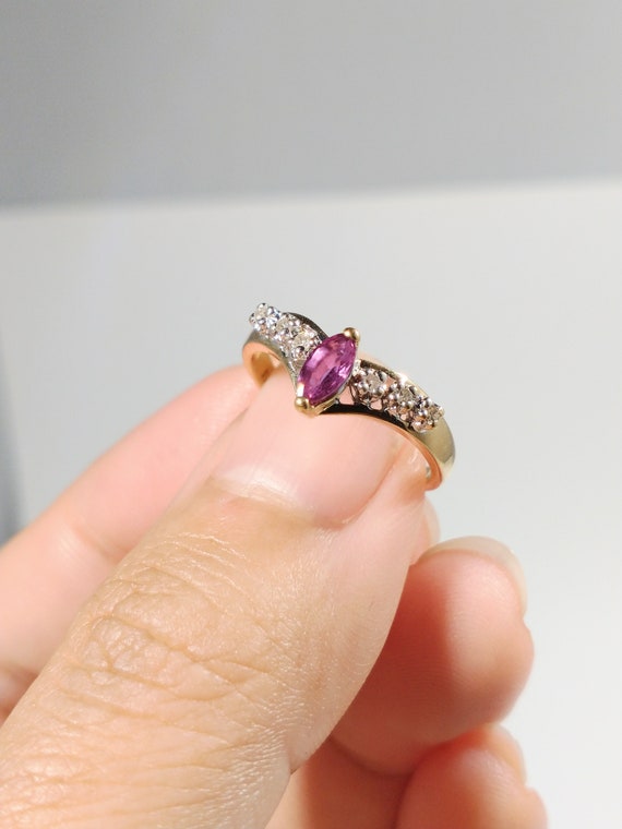Vintage 10k Gold Ruby Ring with Diamonds - image 7