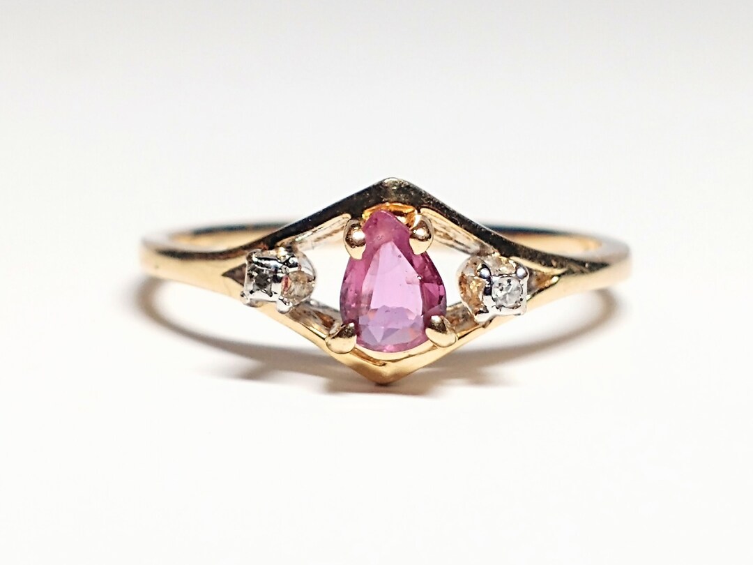 Vintage 14k Yellow Gold Art Deco Ruby and Diamond Ring - Etsy