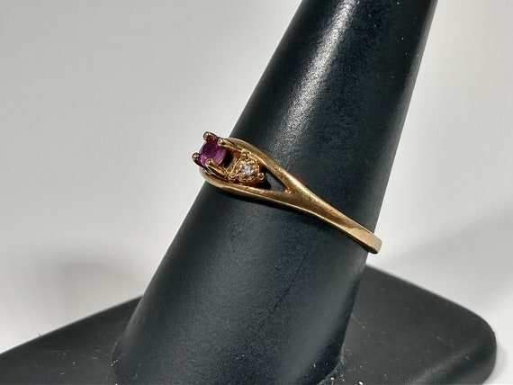 Vintage 10k Gold Ring with Ruby and Diamonds - image 7