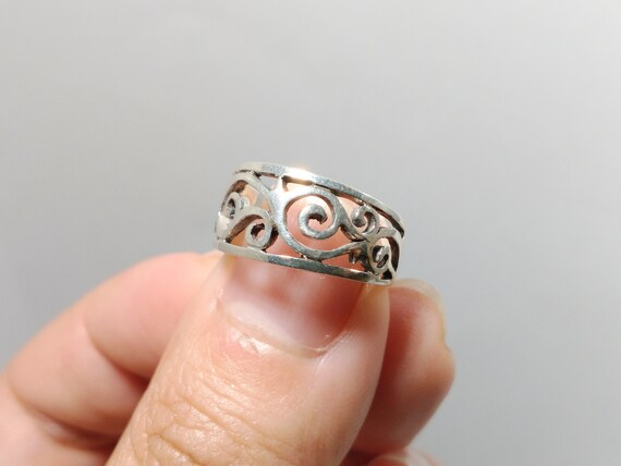 Vintage Sterling Silver Ornate Openwork Ring - image 7