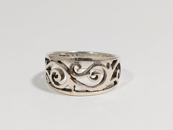 Vintage Sterling Silver Ornate Openwork Ring - image 1