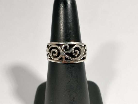 Vintage Sterling Silver Ornate Openwork Ring - image 3