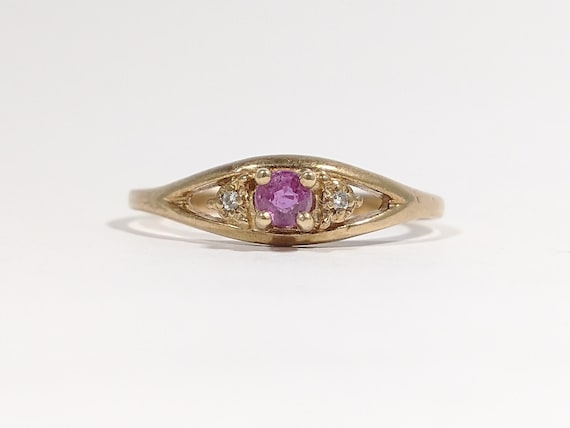 Vintage 10k Gold Ring with Ruby and Diamonds - image 1