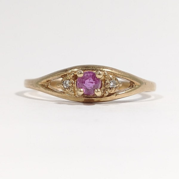 Vintage 10k Gold Ring with Ruby and Diamonds