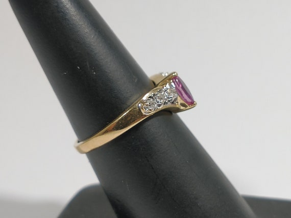 Vintage 10k Gold Ruby Ring with Diamonds - image 4
