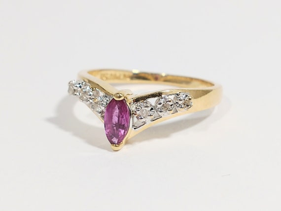Vintage 10k Gold Ruby Ring with Diamonds - image 1