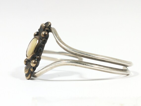 Vintage Sterling Silver and Brass Mother of Pearl… - image 5