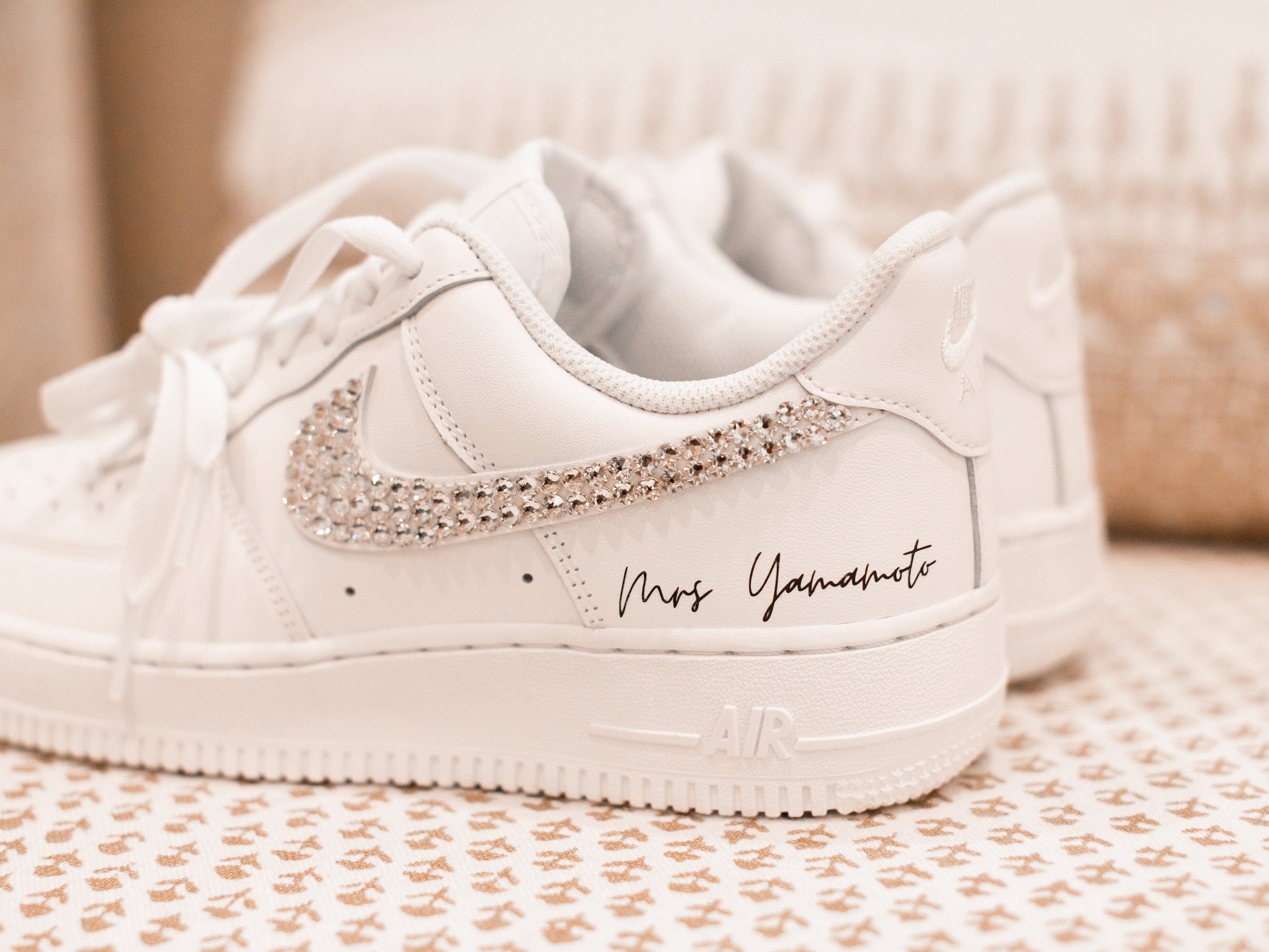Custom White Nike Air Force 1 With Crystals and Name Perfect - Etsy  Singapore