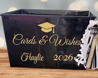 Cards Personalized High School Graduation Bucket Gift, Custom Name  Box Class of 2026 2027, Card Basket for Grads, Graduation Card Holder