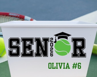 Personalized Tennis Senior Night 2026 Graduation Gift Basket, Custom High School Grad Name Bucket, Class of 2027, Tennis Senior Night 2027