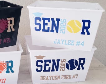 Peronalized Plastic Baseball Senior Night 2027 Basket for Players, Custom Baseball Team Gift Bucket, Graduation Party Card Bin Holder Box