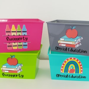 Personalized Teacher Plastic Rectangular Gift Bucket, Teacher Appreciation Gifts, Teacher Therapy Gift, Custom Back to School Gift Basket