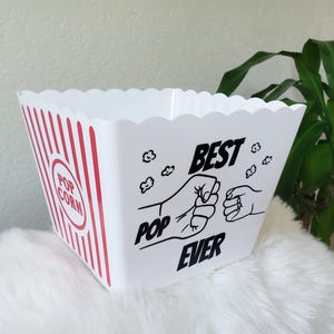 Personalized Best Pop Ever Father's Day Popcorn Tub and Bucket, Custom Father's Day Gift for Movie Night, Dad's Popcorn Bowl, Papa's Tub