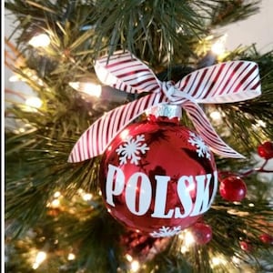 Polish Christmas Ornament, Poland Eagle Ornament, Polska Christmas Ball, Polish Heritage Gift Red White Christmas Decor Polish American Gift afbeelding 4