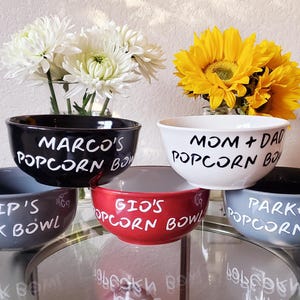 Personalized Popcorn Ceramic Bowl, Custom Snack Bowl, Breakfast Bowl for Kids, Cereal Bowl, Ice Cream Bowl, Gift for Grandpa, Snack Bowl