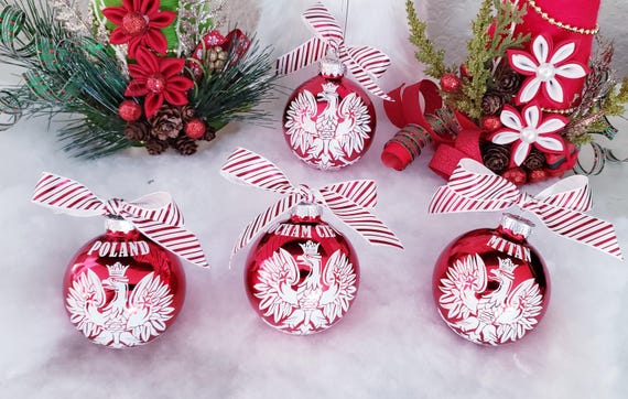 Polish Christmas Ornament, Poland Eagle Ornament, Polska Christmas Ball, Polish Heritage Gift Red White Christmas Decor Polish American Gift