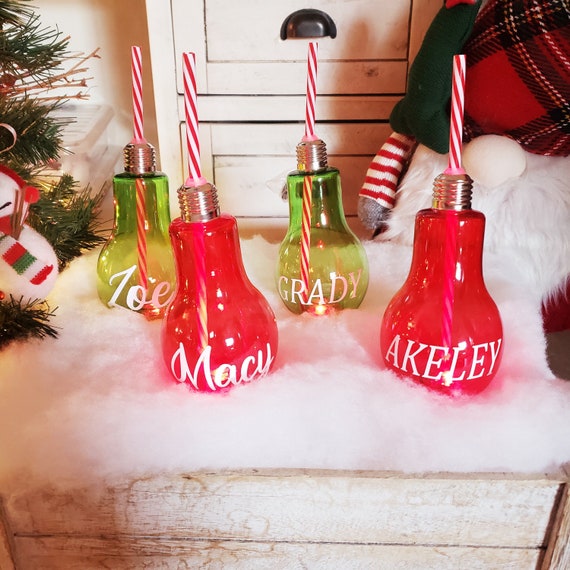 Light up Tumblers,personalized Kids Lightbulb Tumbler, Tumbler Gift, Kids  Plastic Bottle, Christmas Light up Tumbler, Gift for Kids, Grinch 