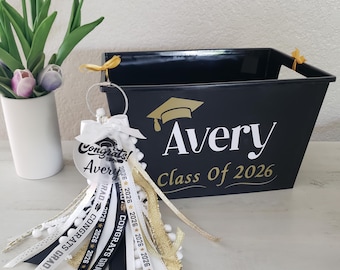 Personalized High School Graduation Bucket Gift, Custom Class of 2026 Card  Basket for Grads, Graduation Card Holder, Graduation Card Box