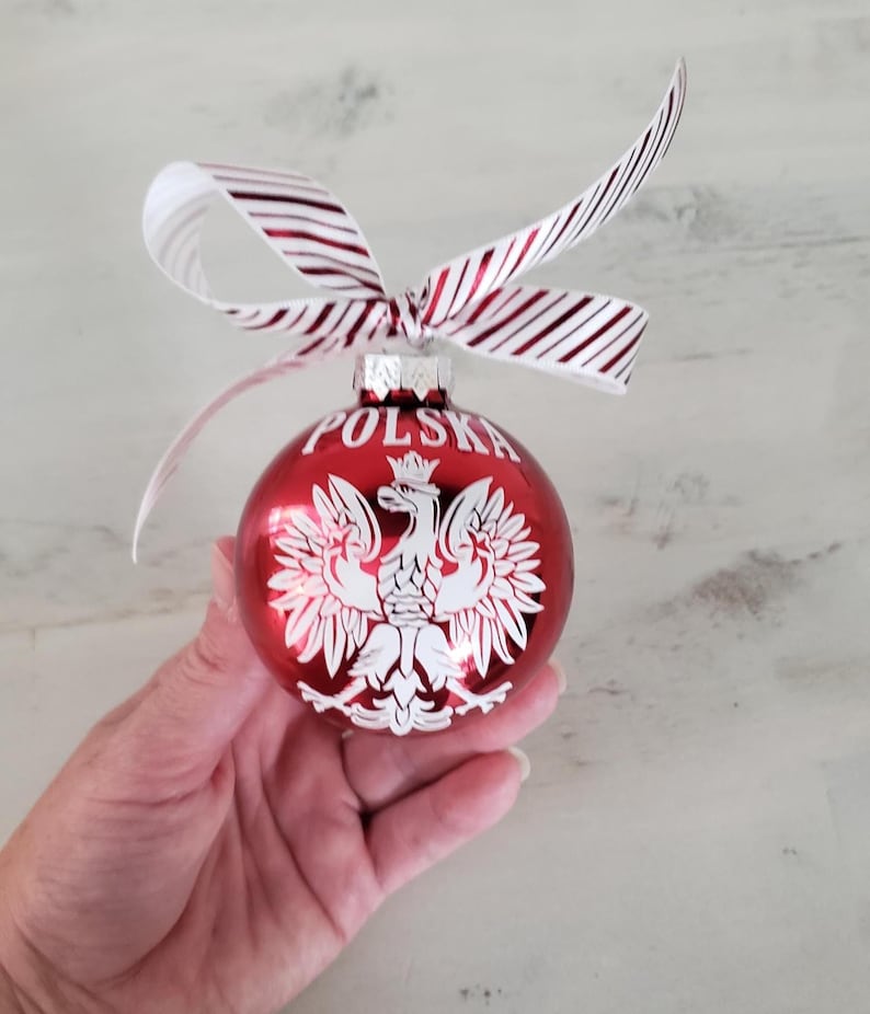 Polish Christmas Ornament, Poland Eagle Ornament, Polska Christmas Ball, Polish Heritage Gift Red White Christmas Decor Polish American Gift afbeelding 16