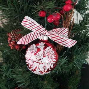 Polish Christmas Ornament, Poland Eagle Ornament, Polska Christmas Ball, Polish Heritage Gift Red White Christmas Decor Polish American Gift afbeelding 5