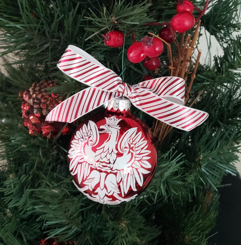 Polish Christmas Ornament, Poland Eagle Ornament, Polska Christmas Ball, Polish Heritage Gift Red White Christmas Decor Polish American Gift afbeelding 5
