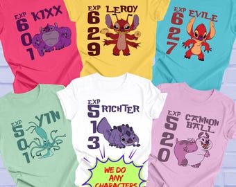 Stitch Experiment Shirt: Disney Family Tee ,All Experiment Charecters