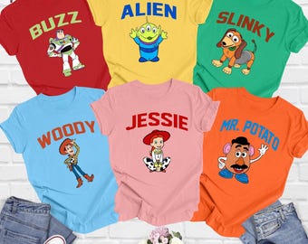 Toy Story Characters Shirt, Disneyland Trip, Customizable Cotton Tee