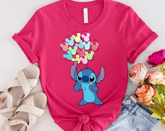 Disney Stitch Balloon Shirt,Disneyland Trip Shirt, Stitch Fun Gift, Matching Shirt, Birthday Gift, Disneyworld shirt