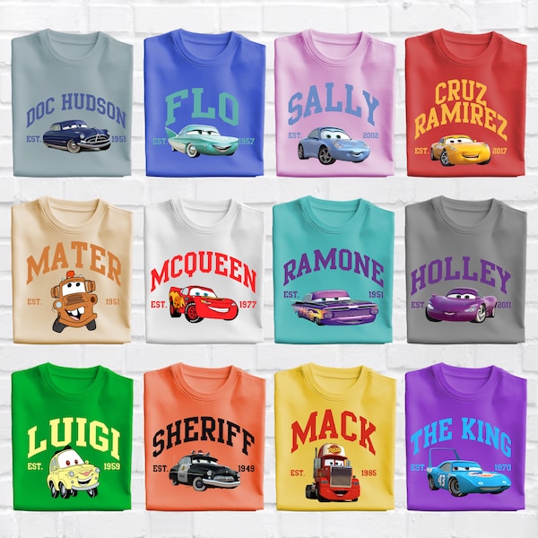 Disney Cars Shirt, Mcqueen, Sally, Mack, Mater, Guido, Fillmore Shirt, Family Matching Shirts, Disney Family Trip Shirt, Cars Fun Gift