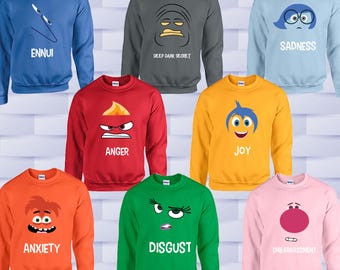 Inside Out Sweatshirt Hoodies, Disney Family Trip Hoodie, Joy, Fear,  Envy, Disgust, Anxiety Sweatshirt, Inside Out Fun Gift