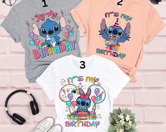 Stitch Birthday Girl and Boy Shirt, Disney Birthday Family Shirt,Stitch Girl Birthday Shirt,  Stitch Birthday Shirt,Disneyland Birthday Trip
