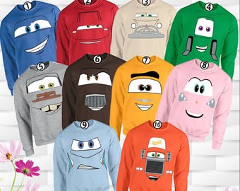 Handmade Disney Cars Face Sweatshirt, Family Trip Hoodies