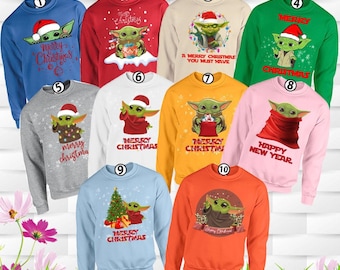 Yoda Christmas Sweatshirt, Star Wars Xmas Gift, Baby Yoda Hoodie