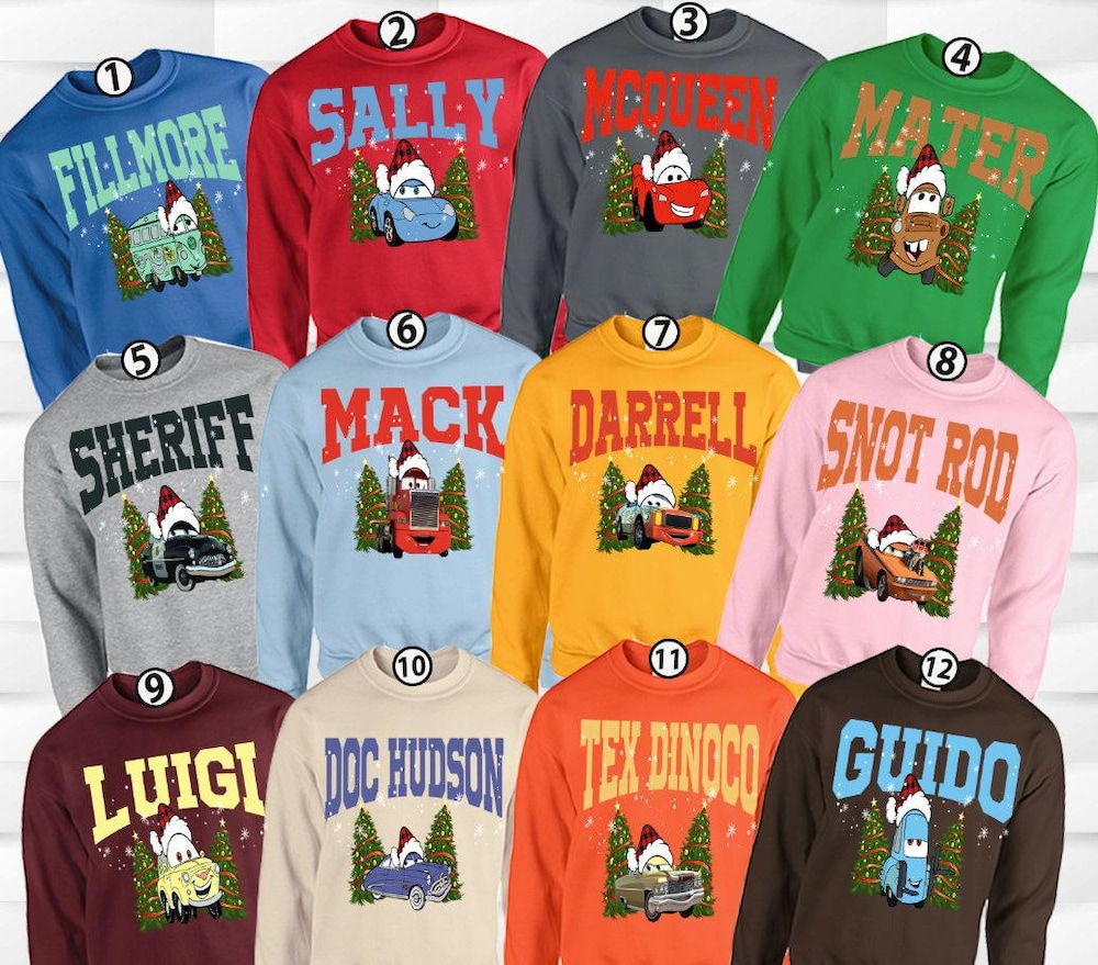 Disney Cars Christmas Sweatshirt & Hoodies, Disney Trip Hoodie, Mcqueen Sweatshirt, Mack And Sally Hoodie, Cars Fun Gift, Christmas Gift