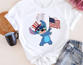 4th of July Stitch Shirt,  Fourth of July Shirt, Independence Day Shirt, Disney World Shirt, Stitch American Flag Shirt, Stitch Fun Shirt