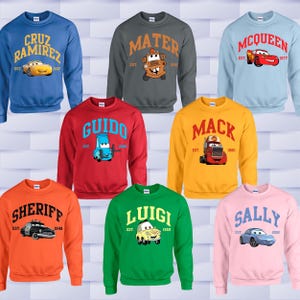 Disney Cars Movie Sweatshirt & Hoodies, Disney Family Trip Hoodie, Mcqueen Sweatshirt, Mack and Sally Hoodie, Cars Fun Gift