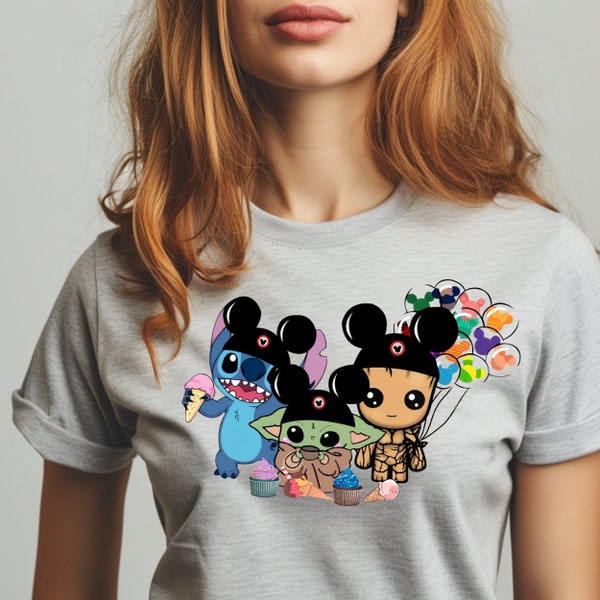 Disney Friends Shirt, Baby Yoda Shirt, Baby Groot Shirt, Stitch Shirts, Disney Snacks Shirt, Disneyworld Family Shirt, Disney Ears