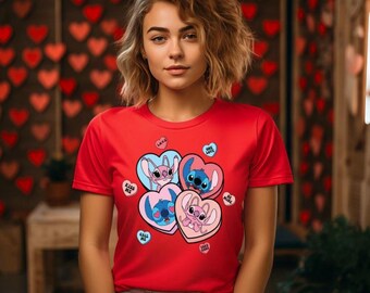 Disney Stitch Valentines Day  Shirt,  Valentine Gift, Lilo And Stitch Shirt, Disneyland Trip Shirt, Stitch Fun Gift