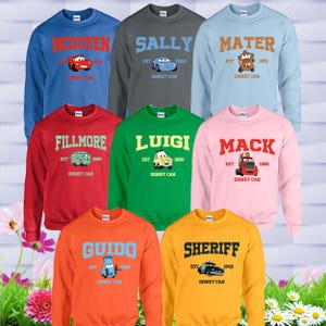 Disney Cars Movie Sweatshirt & Hoodies, Disney Family Trip Hoodie, Mcqueen Sweatshirt, Mack and Sally Hoodie, Cars Fun Gift