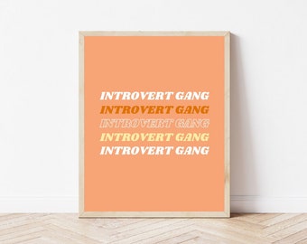 Introvert Gang Digital Download Print, Poster Print, Retro Wall Art, Wall Art, Downloadable Prints