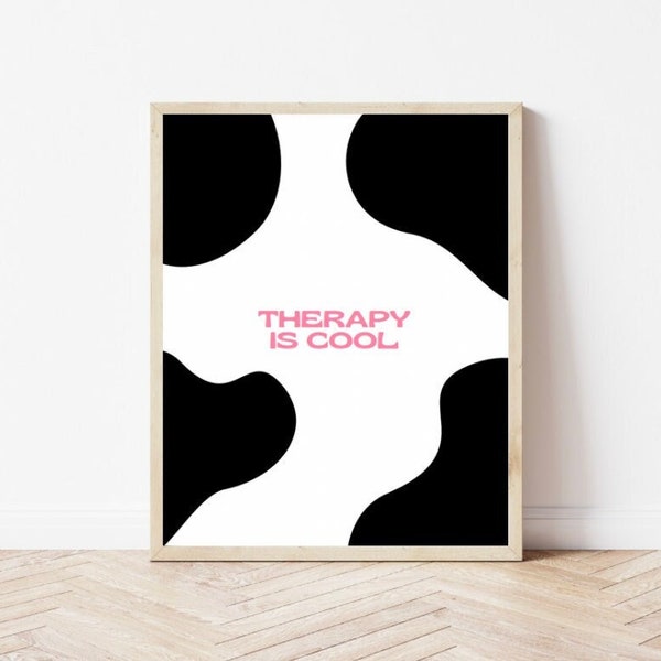 Therapy is Cool, Mental Health Poster, Retro Mental Health Art Print, Digital Art Print, Mental Health Poster, Downloadable Wall Art